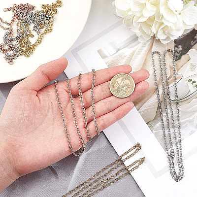 PVD Vacuum Plating Classic Plain 304 Stainless Steel Mens Womens Cable Chain for Necklace STAS-UN0005-34-1