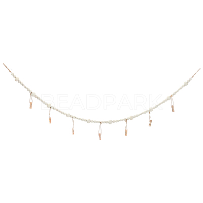 Wall Hanging Photo Display with Wooden Beads Garland AJEW-WH20011-54A-1
