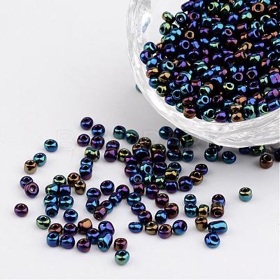 8/0 Electroplated Iris Round Glass Seed Beads X-SEED-A009-3mm-604-1