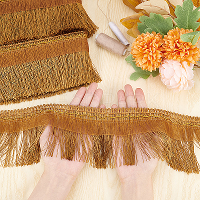 Polyester Fringe Ribbon OCOR-WH0078-34-1