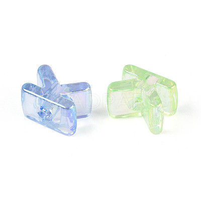 UV Plating Transparent Acrylic European Beads OACR-M027-02K-1