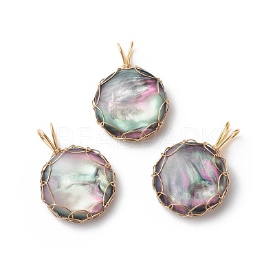 Resin Imitation Shell Pendants PALLOY-JF01851-1