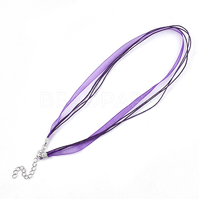 Waxed Cord and Organza Ribbon Necklace Making X-NCOR-T002-193-1