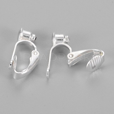 Brass Clip-on Earring Findings X-KK-Q115-S-NF-1