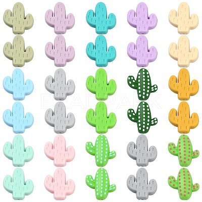 30Pcs 15 Colors Food Grade Eco-Friendly Silicone Focal Beads SIL-CJ0001-09-1