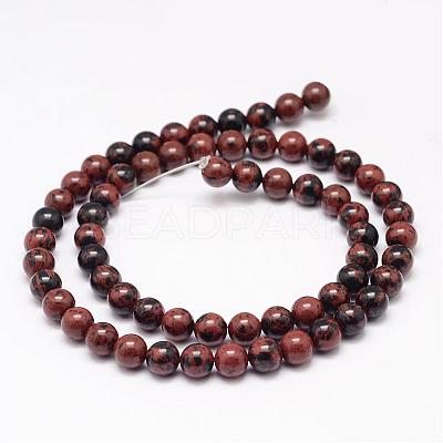 Natural Mahogany Obsidian Bead Strands G-K153-B17-12mm-1