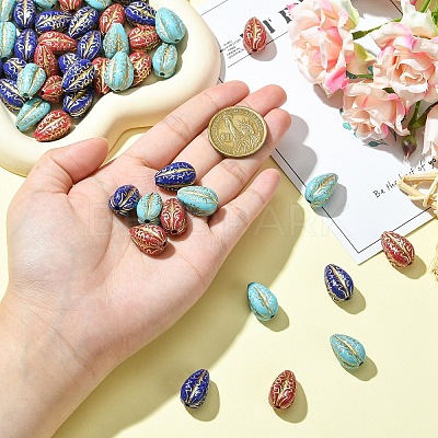 20Pcs Plating Acrylic Beads PACR-YW0001-55A-1