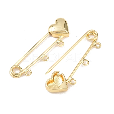 Heart Brass Brooch Findings LS-KK-Z132-01G-01-1