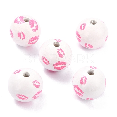 Spray Painted Natural Wood Beads WOOD-P015-F01-1