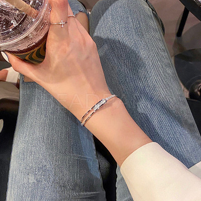 Alloy Crystal Rhinestone Cuff Bangles for Women FS-WG50859-01-1