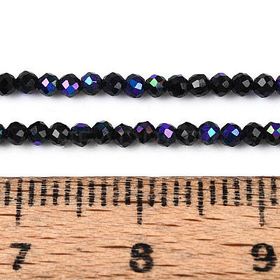 AB Color Plated Natural Black Spinel Beads Strands G-T144-A07-03-1