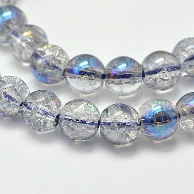 Electroplate Crackle Glass Round Bead Strands X-EGLA-J067-8mm-HR01-1