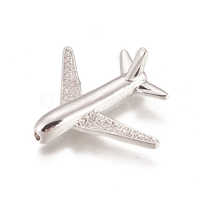 Brass Micro Pave Cubic Zirconia Airliner Beads LS-ZIRC-L078-005P-NR-1