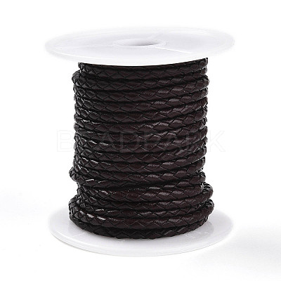 Braided Cowhide Leather Cord NWIR-N005-01B-4mm-1