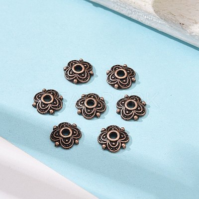 4-Petal Tibetan Style Alloy Flower Bead Caps LS-X-TIBE-S222-R-NR-1