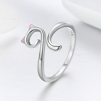 Adjustable 925 Sterling Silver Enamel Finger Cuff Rings RJEW-FF0007-19AS-1