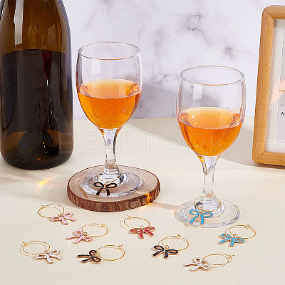 20Pcs 5 Colors Brass Wine Glass Charms AJEW-ME00020-1
