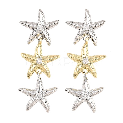 Brass Micro Pave Cubic Zirconia Dangle Stud Earrings EJEW-G471-29B-PG-1