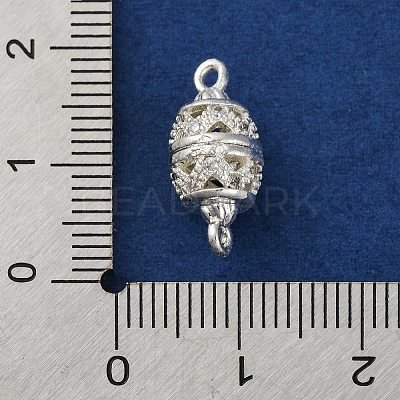 Brass Micro Pave Clear Cubic Zirconia Hollow Oval Connector Charms KK-A230-05B-S-1