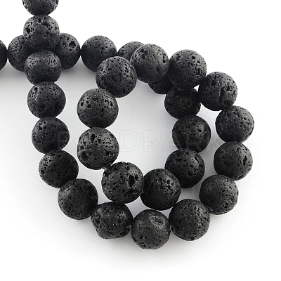 Natural Lava Rock Gemstone Round Bead Strands X-G-R285-8mm-06-1
