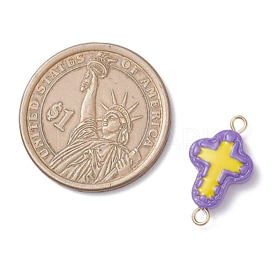 10Pcs 10 Colors Handmade Lampwork Enamel Religion Cross Links Connector Charms PALLOY-JF04302-1