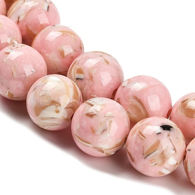 Assembled Synthetic Stone and Trochus Shell Beads Strands G-B128-08D-03-1