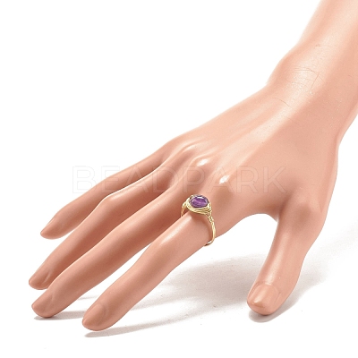 Natural Amethyst Oval Finger Rings RJEW-JR00441-01-1