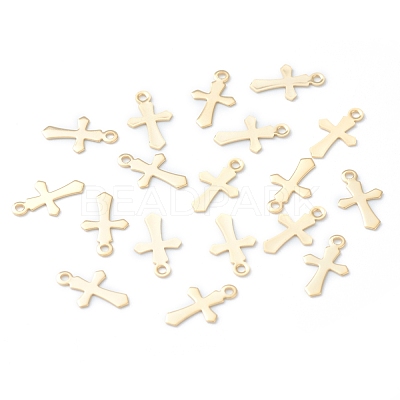 304 Stainless Steel Tiny Cross Charms STAS-H149-05G-1