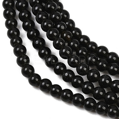 Natural Obsidian Round Beads Strands G-E329-4mm-37-1