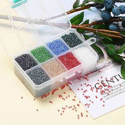 FGB 200G 8 Colors 12/0 Grade A Round Glass Seed Beads SEED-JP0010-02-2mm-1