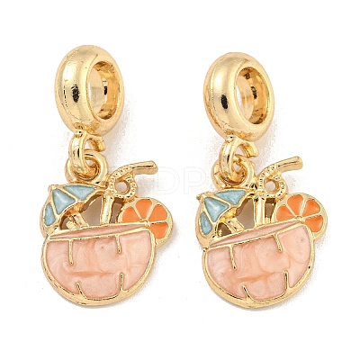 Rack Plating Alloy Enamel Drink European Dangle Charms FIND-B034-48G-01-1