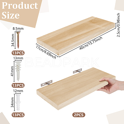 Rectangle Wood Wall Storage Rack AJEW-WH0794-25-1