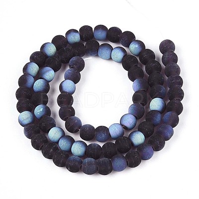 Frosted Transparent Glass Beads Strands GLAA-T032-T6mm-MBB03-1