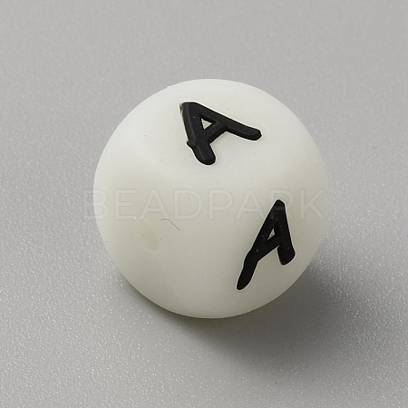 Luminous Cube with Letter Food Grade Eco-Friendly Silicone Beads SIL-TAC0002-21A-1