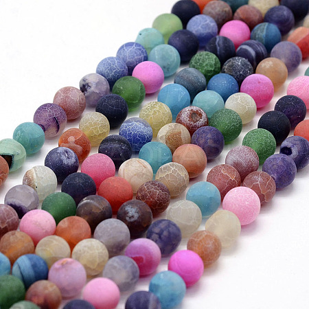 Frosted Natural Agate Beads Strands X-G-F367-8mm-08-1