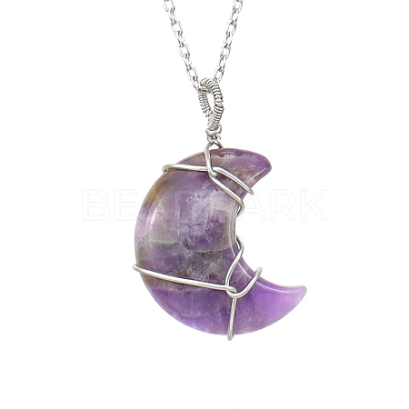 Natural Amethyst Pendant Necklaces PW-WG17302-01-1