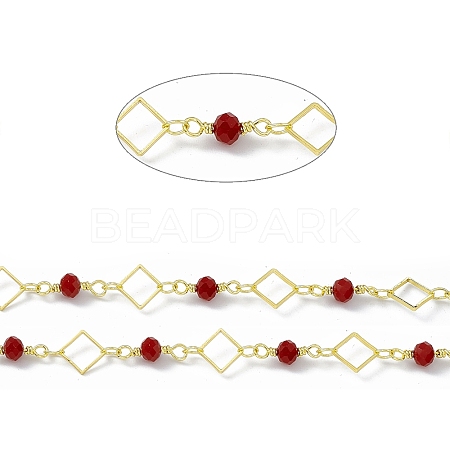 Handmade Brass Rhombus Link Chains CHC-F015-24G-1
