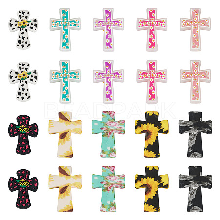 20Pcs 10 Styles Cross Silicone Focal Beads SIL-TA0002-78-1