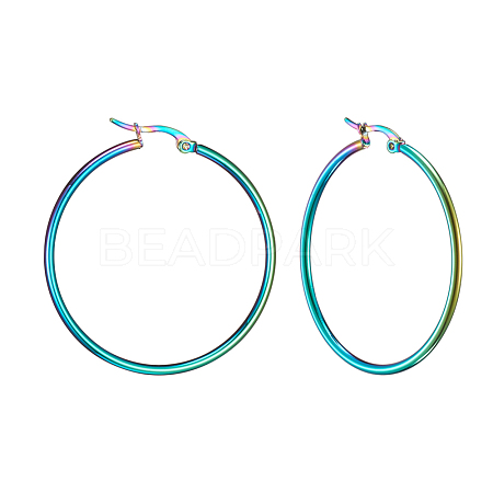 304 Stainless Steel Big Hoop Earrings EJEW-F105-06M-1
