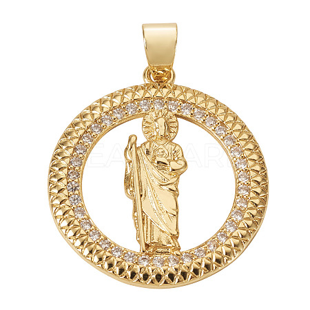 1Pc Brass Micro Pave Cubic Zirconia Pendants KK-TA0002-80C-G-1