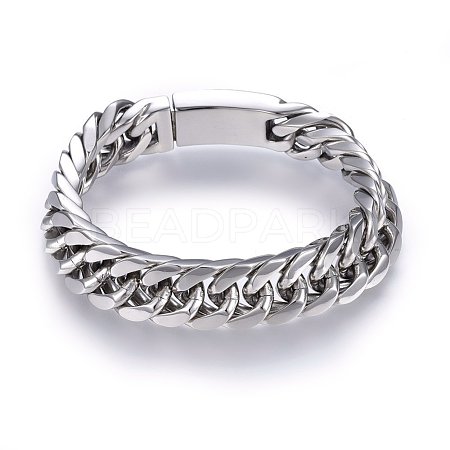 Tarnish Resistant 304 Stainless Steel Curb Chains Bracelets BJEW-E346-10P-1