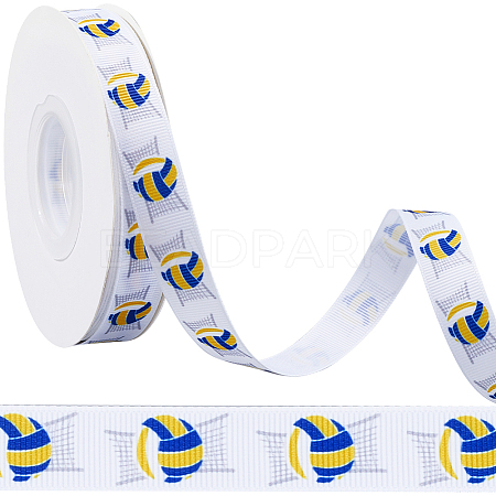25 Yards Sport Ball Theme Printed Polyester Grosgrain Ribbon OCOR-WH20002-03B-03-1