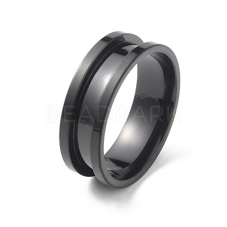 201 Stainless Steel Grooved Finger Ring RJEW-WH0004-32F-EB-1