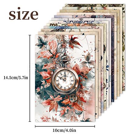 12Pcs Butterfly Flower Clock Theme Scrapbook Paper Pads PW-WG30E9C-01-1