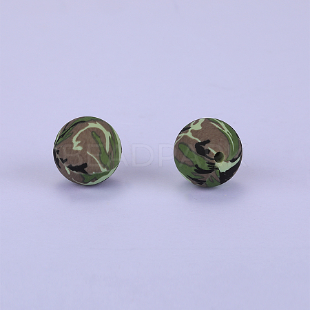 Printed Round Silicone Focal Beads SI-JX0056A-11-1