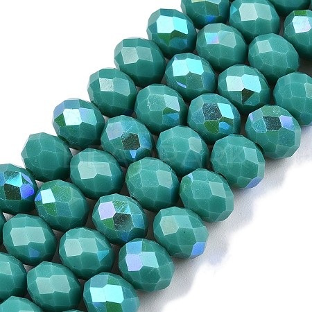 Electroplate Opaque Solid Color Glass Beads Strands EGLA-A044-P8mm-L31-1