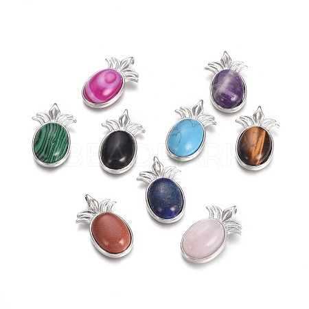 Natural & Synthetic Mixed Gemstone Pendants G-L512-L-1