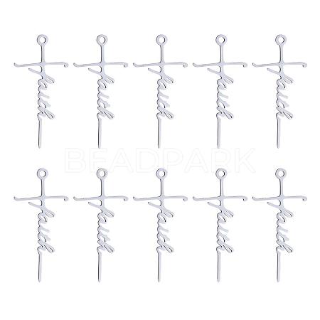 10Pcs Faith Cross Charm Pendant Faith Necklace Charm Stainless Steel Pendant for Necklace Making Christian Religious Jewelry Gifts JX515A-1