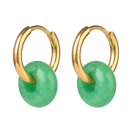 Rondelle Natural Malaysia Jade Beded Hoop Earrings EJEW-JE04937-1
