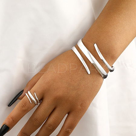 Alloy Spiral Cuff Bangles & Rings Sets FS-WG33B53-01-1